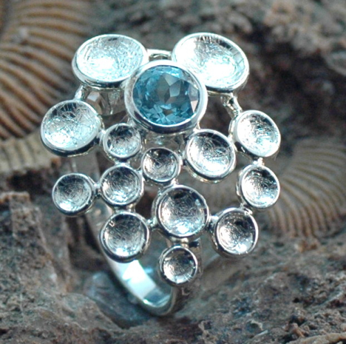 Preview: Edeltopas-Ring Silber eismatt